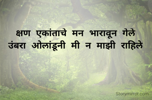 क्षण एकांताचे मन भारावून गेले
उंबरा ओलांडूनी मी न माझी राहिले

