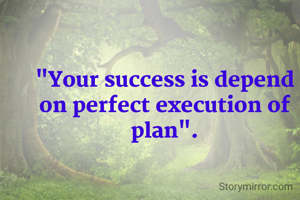"Your success is depend on perfect execution of plan".