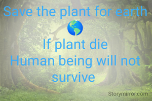 Save the plant for earth 🌎
If plant die
Human being will not survive 