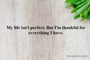 My life isn't perfect, But I'm thankful for everything I have.


