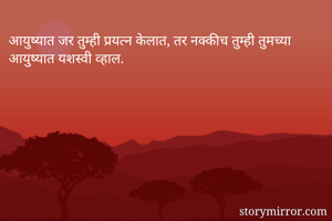 आयुष्यात जर तुम्ही प्रयत्न केलात, तर नक्कीच तुम्ही तुमच्या आयुष्यात यशस्वी व्हाल. 