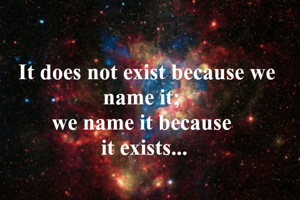  It does not exist because we name it; 
we name it because 
it exists...