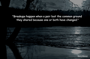 "Breakups happen when a pair lost the common ground they shared because one or both have changed."
