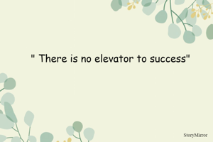 " There is no elevator to success"