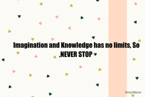 imagination and knowledge has no limits, So ,NEVER STOP 