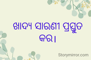 ଖାଦ୍ୟ ସାରଣୀ ପ୍ରସ୍ତୁତ କର।
