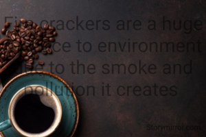 Fire crackers are a huge menace to environment due to the smoke and pollution it creates 