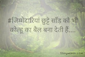 #जिम्मेदारियां छुट्टे साँड़ को भी कोल्हू का बैल बना देती हैं....