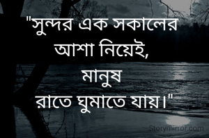"সুন্দর এক সকালের 
আশা নিয়েই, 
মানুষ 
রাতে ঘুমাতে যায়।"