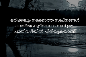 ഒരിക്കലും നടക്കാത്ത സ്വപ്നങ്ങൾ നെയ്തു കൂട്ടിയ നാം ഇന്ന് ഈ പാതിവഴിയിൽ പിരിയുകയാണ്