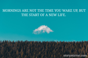 MORNINGS ARE NOT THE TIME YOU WAKE UP, BUT THE START OF A NEW LIFE. 