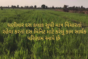 ઘણીવાર દસ કલાક સુધી માત્ર વિચારતાં રહેવા કરતાં દસ મિનિટ માટે કરેલું કામ સાર્થક પરિણામ આપે છે 