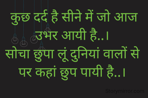 कुछ दर्द है सीने में जो आज उभर आयी है..। 
सोचा छुपा लूं दुनियां वालों से 
पर कहां छुप पायी है..। 
