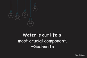 Water is our life's most crucial component.
~Sucharita