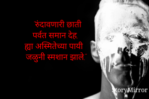 "रुंदावणारी छाती
पर्वत समान देह,
ह्या अस्मितेच्या पायी
जळुनी स्मशान झाले."