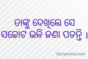 ତାଙ୍କୁ ଦେଖିଲେ ସେ ସଚ୍ଚୋଟ ଭଳି ଜଣା ପଡନ୍ତି ।