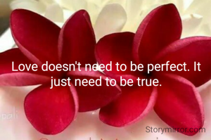 Love doesn't need to be perfect. It just need to be true.