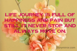 Life journey is full of happiness and pain but still it never stop and always move on.