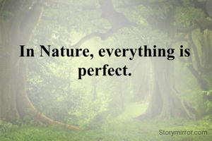 In Nature, everything is perfect.