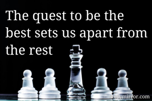 The quest to be the best sets us apart from the rest