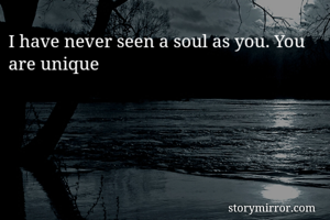 I have never seen a soul as you. You are unique
