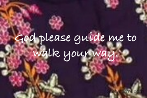 God please guide me to walk your way.