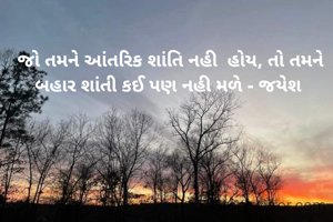  જો તમને આંતરિક શાંતિ નહી  હોય, તો તમને બહાર શાંતી કઈ પણ નહી મળે - જયેશ