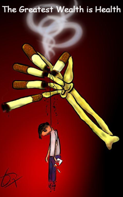 Cigarette addiction is suicide.