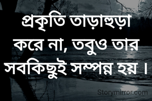 প্রকৃতি তাড়াহুড়া করে না, তবুও তার সবকিছুই সম্পন্ন হয় ।