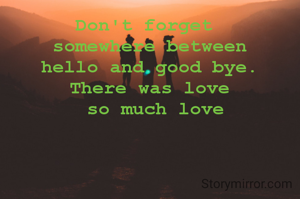Don't forget 
somewhere between
hello and good bye.
There was love
 so much love