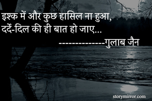 इश्क में और कुछ हासिल ना हुआ,
दर्दे-दिल की ही बात हो जाए...
                       --------------गुलाब जैन 