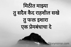 मिठीत माझ्या 
तु सदैव कैद राहशील सखे
तु फक्त इशारा 
एक प्रेमबंधाचा दे