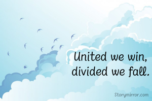 United we win,
divided we fall.
