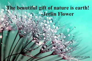 The beautiful gift of nature is earth!
              -Jerlin Flower