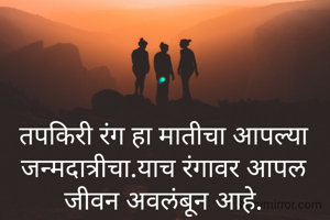 तपकिरी रंग हा मातीचा आपल्या जन्मदात्रीचा.याच रंगावर आपल जीवन अवलंबून आहे.
