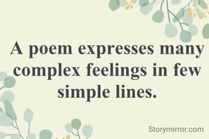 A poem expresses many complex feelings in few simple lines.