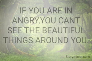 IF YOU ARE IN ANGRY,YOU CANT SEE THE BEAUTIFUL THINGS AROUND YOU.