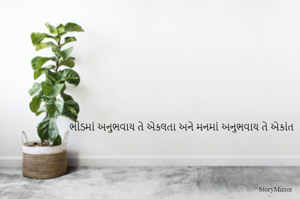 ભીડમાં અનુભવાય તે એકલતા અને મનમાં અનુભવાય તે એકાંત