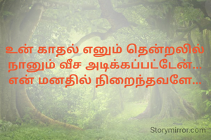 உன் காதல் எனும் தென்றலில்
நானும் வீச அடிக்கப்பட்டேன்...
என் ‌மனதில் நிறைந்தவளே...‌