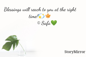 Blessings will reach to you at the right time!💫🍁
         	© Safa💚