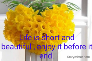 Life is short and beautiful , enjoy it before it end.