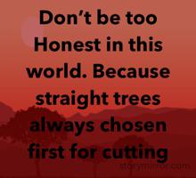 Don’t be too Honest in this world. Because straight trees always chosen first for cutting 