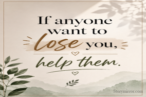 If any one want to lose you..
help them 
