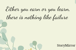 Either you earn or you learn, there is nothing like failure 