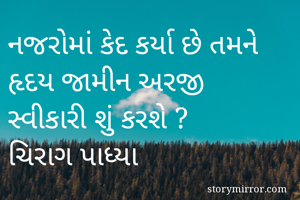 નજરોમાં કેદ કર્યા છે તમને હૃદય જામીન અરજી સ્વીકારી શું કરશે ?
ચિરાગ પાધ્યા
