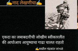 एकदा का जबाबदारीची जोखीम स्वीकारलीत
की आपोआप आयुष्याचा गाढा चालत राहतो
