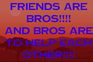FRIENDS ARE BROS!!!!
AND BROS ARE TO HELP EACH OTHER!!!!