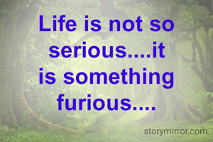 Life is not so serious....it is something furious....